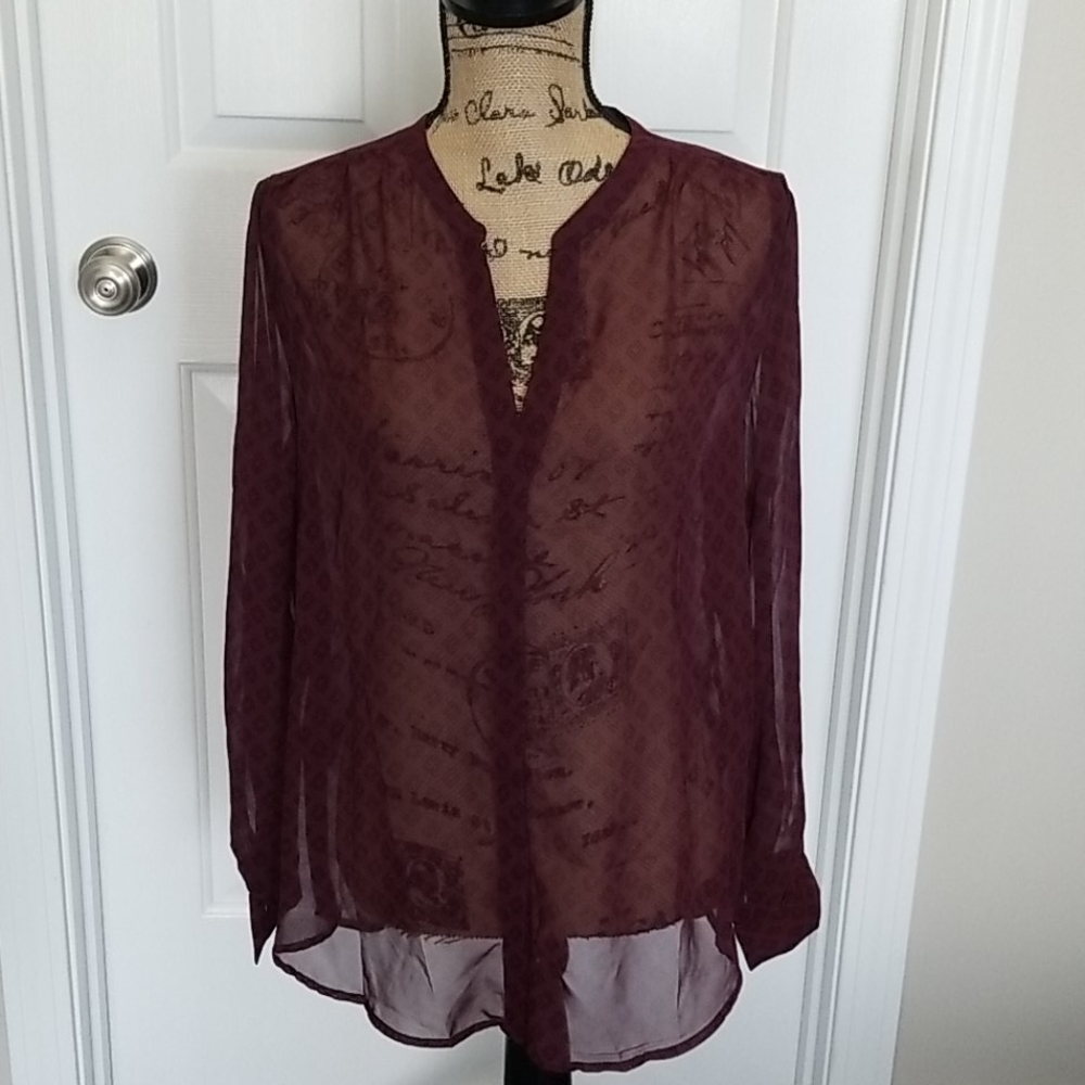 Burgundy Old Navy Sheer Blouse